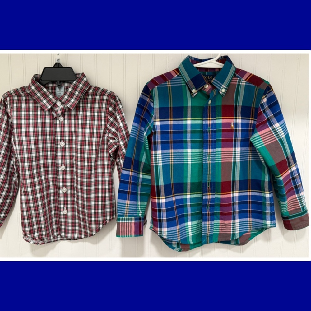 Set of 2  Kids Plaid Button-Down Shirts - [Size 4T]